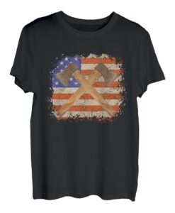 Vintage-Holz-Axt-Wurf, amerikanische Flagge, Grafik T-Shirt