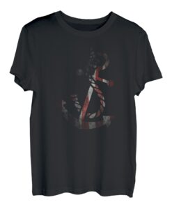 Vintage nautischer Bootsanker Amerikanische Flagge, Ozean, Angeln T-Shirt