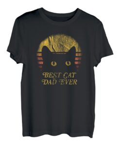 Vintage Retro Best Cat Dad Ever 80er T-Shirt