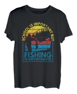 Vintage School Is Important But Fishing Is Importanter Geschenke T-Shirt