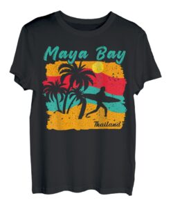 Vintage Sonnenuntergang Strand Surfen Maya Bay Thailand Sommer T-Shirt