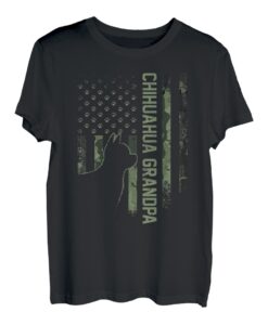 Vintage USA Camo Flagge Stolzer Chihuahua Hund Opa Silhouette T-Shirt