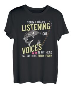 Voices In My Head Here Fischerei, lustiges Angeln, weißer Stör T-Shirt