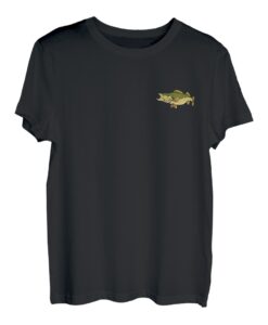 Walleye Fisch Auf der Linken Brust Angeln T-Shirt