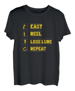 Walleye Hunter Cast Reel Lose Lure Repeat Lustiges Angeln T-Shirt
