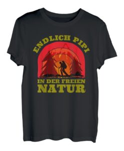 Wanderer Endlich Pipi in der freien Natur Berge Hiker lustig T-Shirt