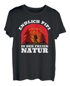 Wanderer Endlich Pipi in der freien Natur Berge Hiker lustig T-Shirt