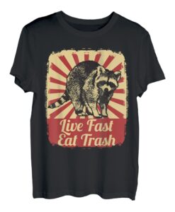 Waschbär Retro Live Fast Eat Trash Lustig Geschenk T-Shirt