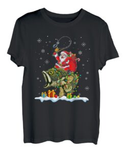 Weihnachten Barsch Angeln Lustiger Weihnachtsmann Reitfisch Angler PJ T-Shirt