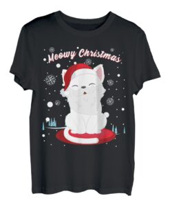 Weihnachten Kätzchen mit Bart und Santa's Mütze süße Katze T-Shirt
