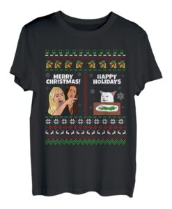 Weihnachts-Pyjama, Motiv "Woman Yelling At Cat", Meme Ugly Christmas Pyjama Kätzchen X-Mas T-Shirt