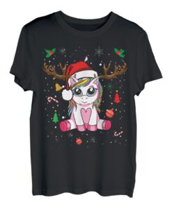 Weihnachts Tshirt Einhorn Rentier Lustiges Weihnachten T-Shirt