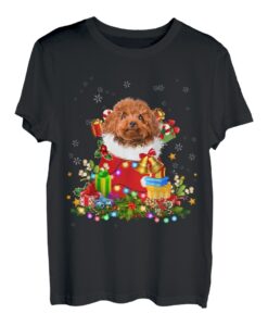 Weihnachtsbaum-Schlafanzug mit Pudel-Motiv, passend T-Shirt