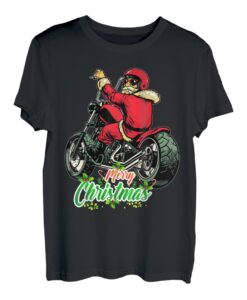 Weihnachtsdesign Weihnachtsmann auf einem Motorrad T-Shirt