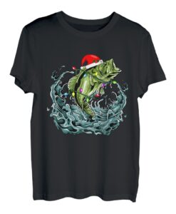 Weihnachtsmann Barsch Angeln Weihnachten für Herren Lustige Angler Xmas T-Shirt