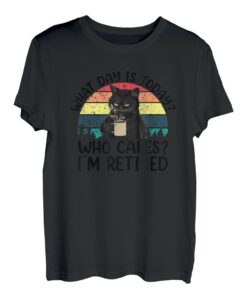 Welcher Tag ist heute Wen interessiert es I'm Retired Funny Cat Coffee T-Shirt