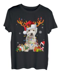 Westie Rentier Weihnachten Hunde West Highland Terrier T-Shirt