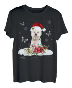 Westie Snowly Christmas Tree Lights Pyjama Hund Xmas T-Shirt