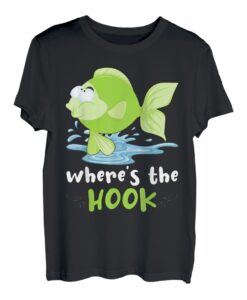 Where's The Hook Grün Niedliches Fisch-Design T-Shirt