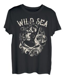 Wild Sea Meerjungfrau Boot Schiffsanker T-Shirt