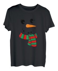Wimpern Weihnachten Outfit Schneemann Gesicht Kostüm Mädchen Damen T-Shirt