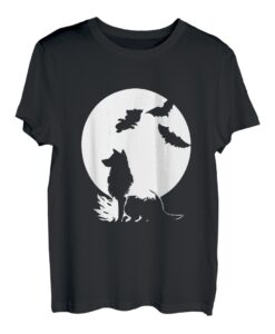 Wolf und Mond Silhouette Wölfe Spruch T-Shirt