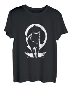 Wolf und Mond Silhouette Wölfe Spruch T-Shirt