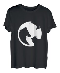 Wolf und Mond Silhouette Wölfe Spruch T-Shirt