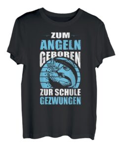 Zum Angeln Geboren Zur Schule Gezwungen Angler Junge Schüler T-Shirt